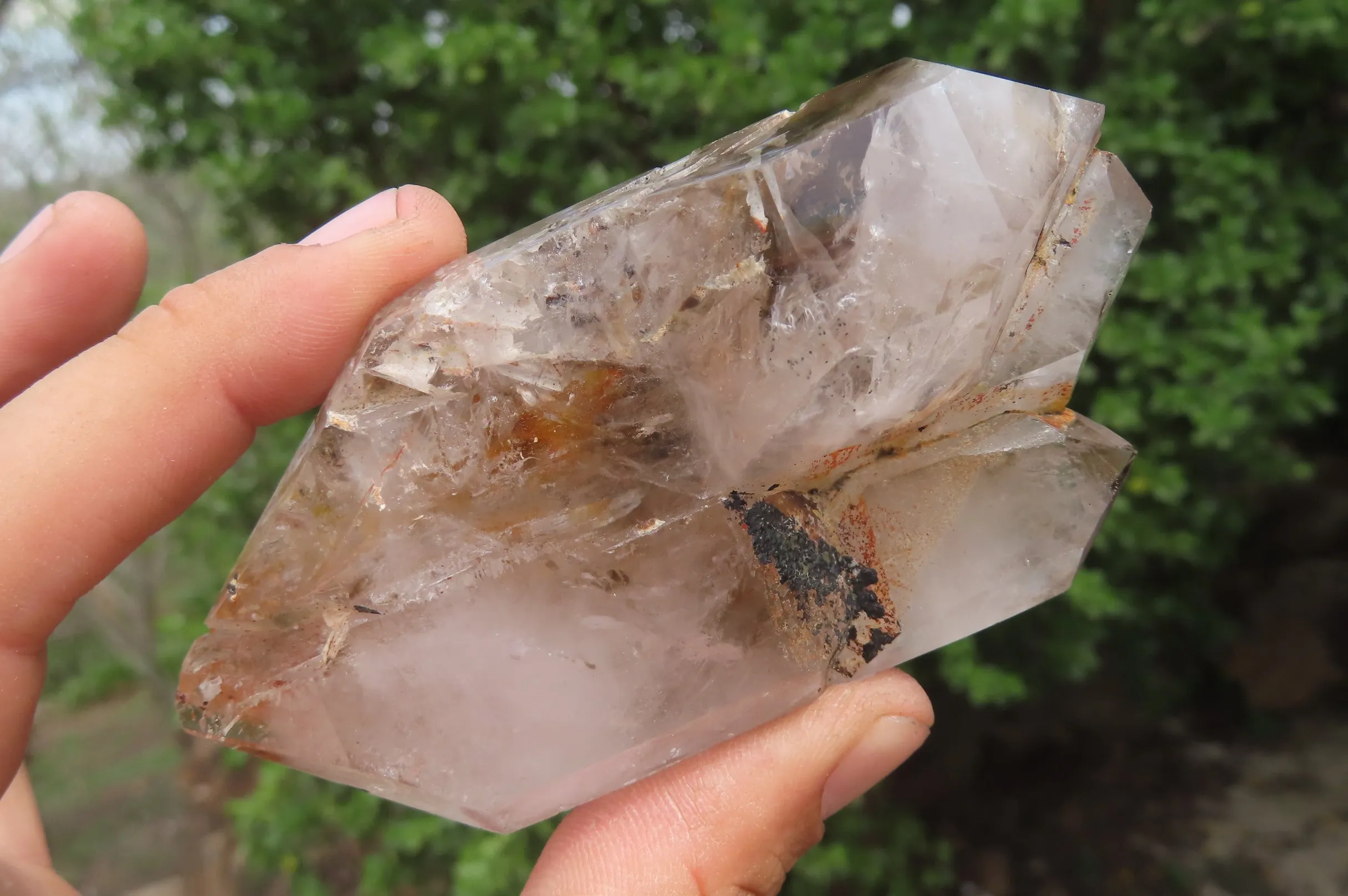 Polished Smokey Window Quartz Crystals x 6 From Madagascar