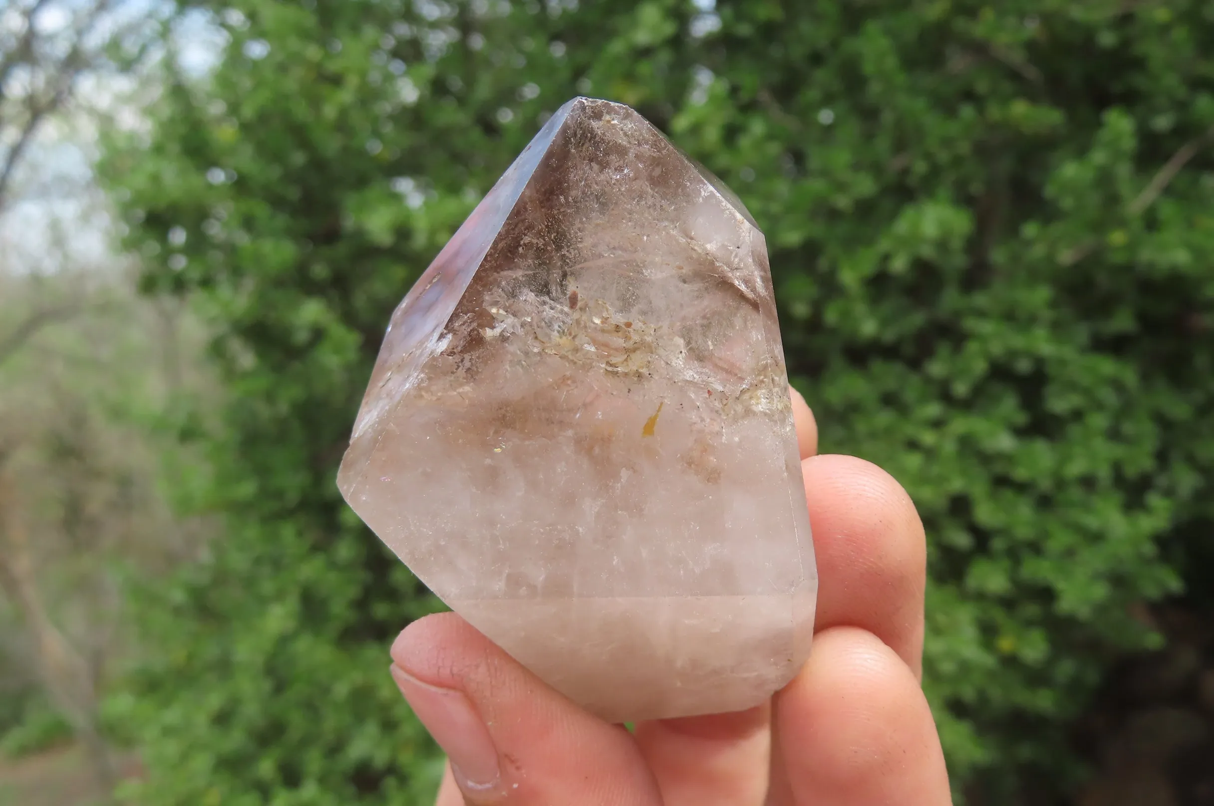 Polished Smokey Window Quartz Crystals x 6 From Madagascar