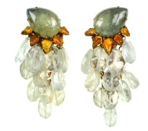 Prehnite Leaves Drop Earrings