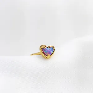 Purple Opal Heart Stud