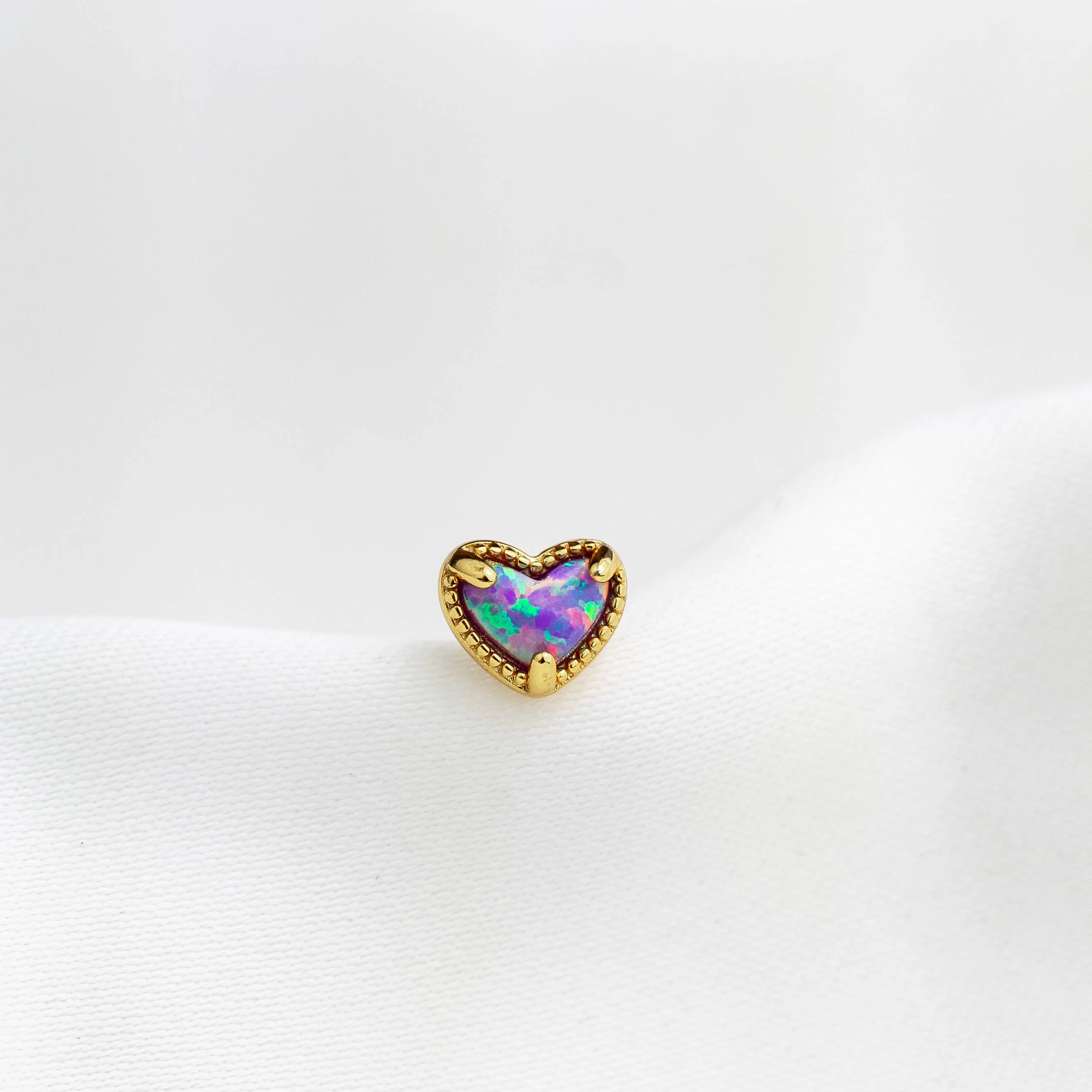 Purple Opal Heart Stud