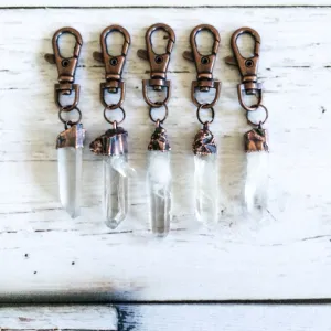 Quartz crystal keychain | Raw crystal keychain