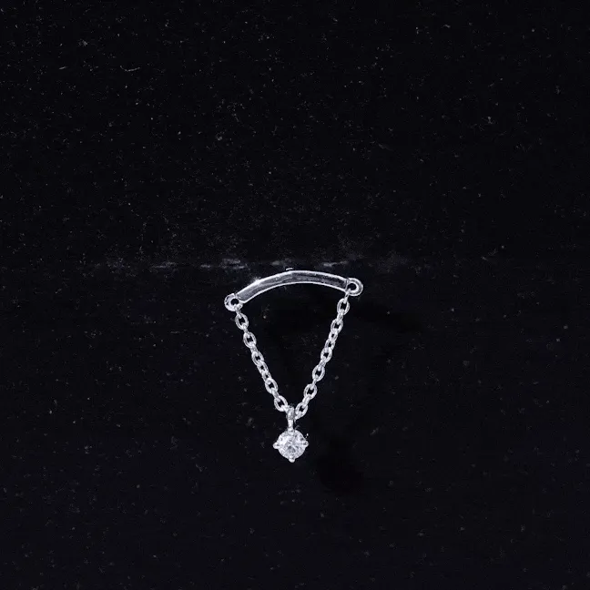 Real Diamond Hidden Helix Earring with Chain