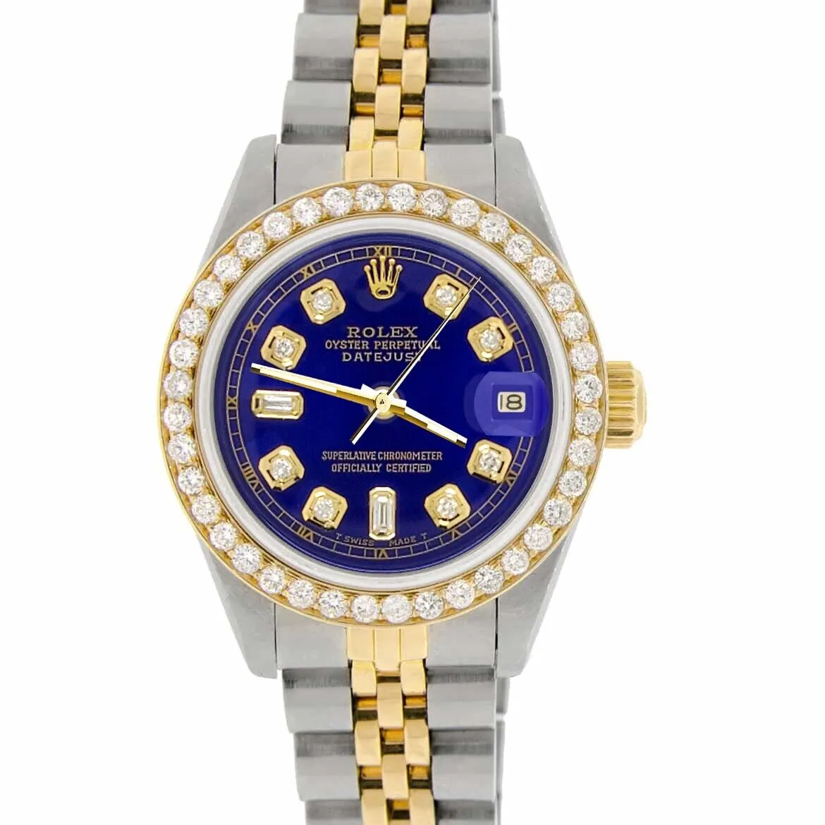 Rolex Datejust 26mm 2-Tone Watch  Diamond Bezel/Blue Diamond Dial TFJ-142508001