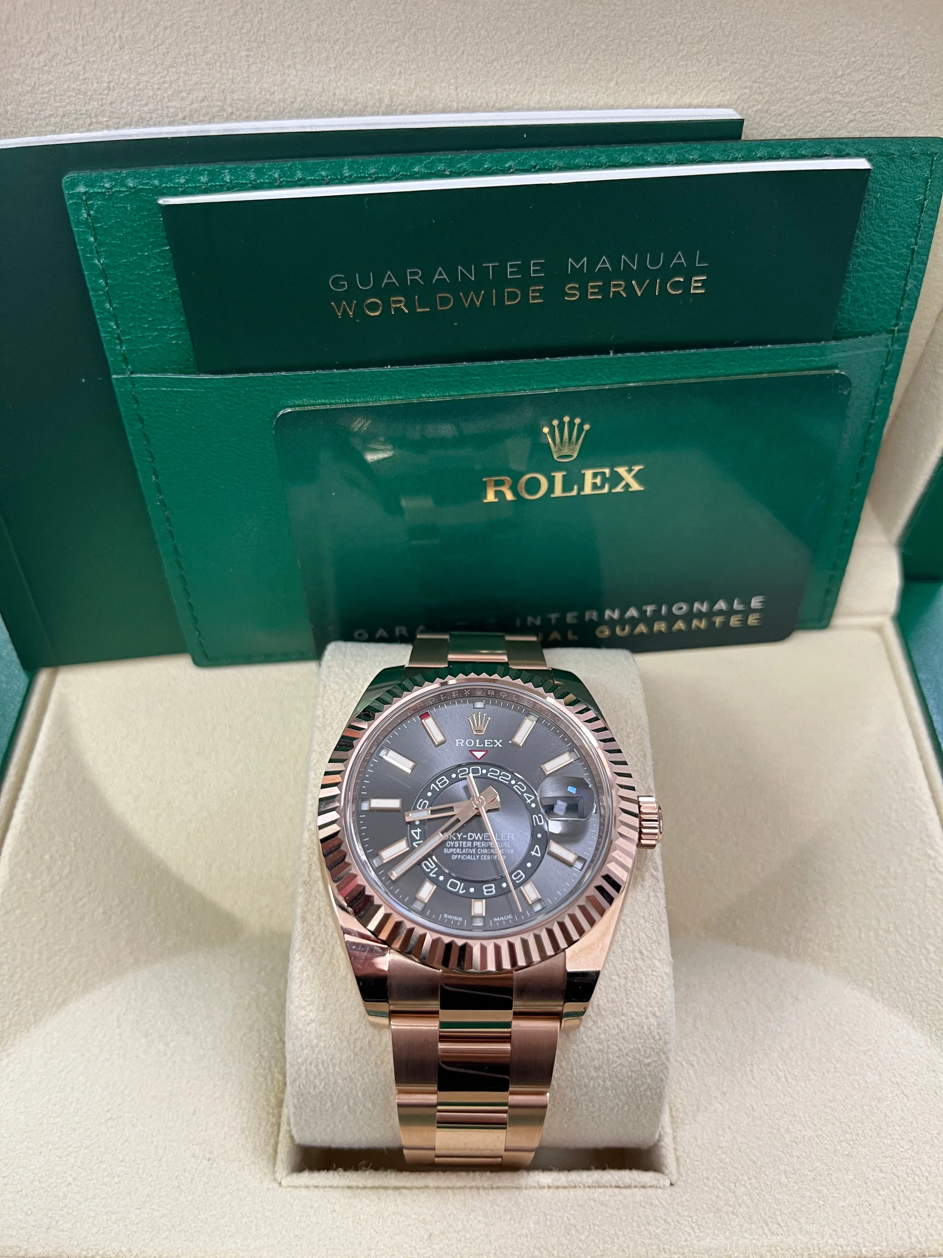 Rolex Sky-Dweller Rose Gold - Dark Rhodium Index Dial - Oyster Bracelet (Ref# 326935)