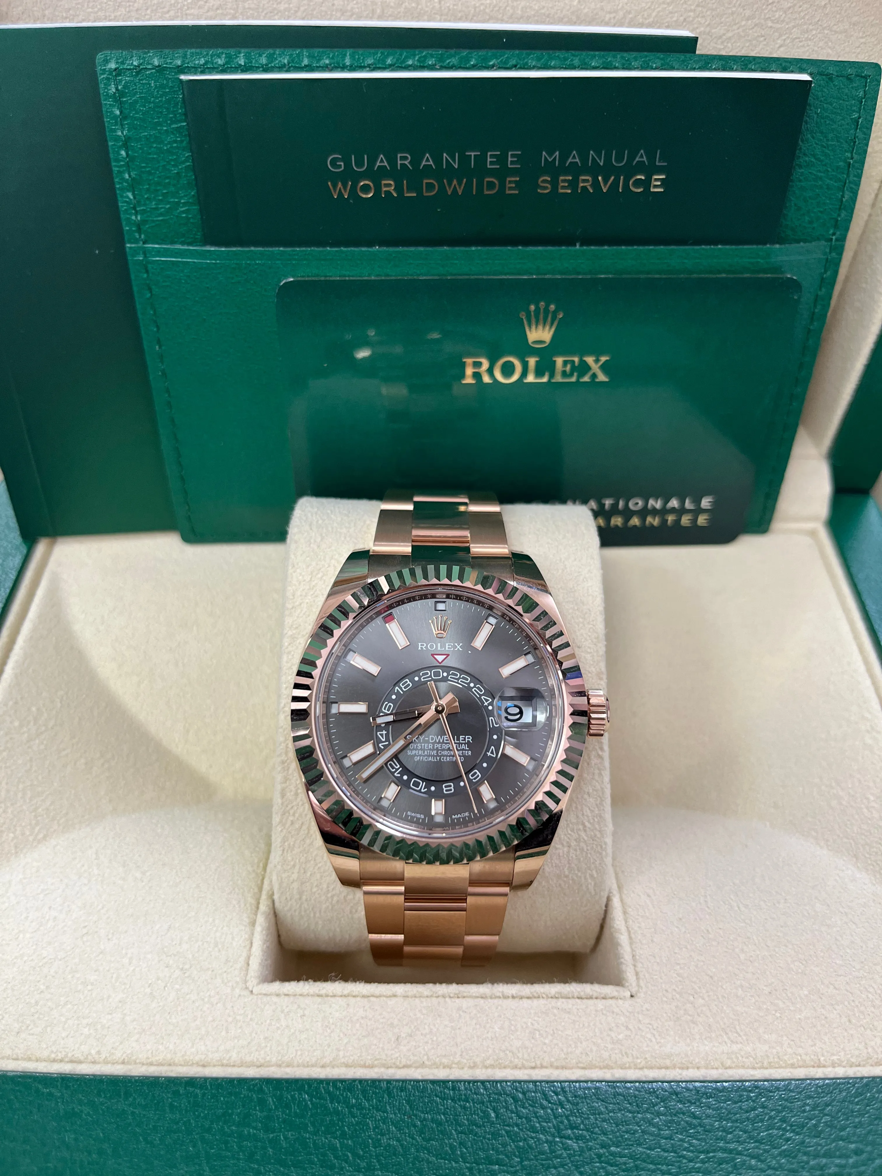 Rolex Sky-Dweller Rose Gold - Dark Rhodium Index Dial - Oyster Bracelet (Ref# 326935)