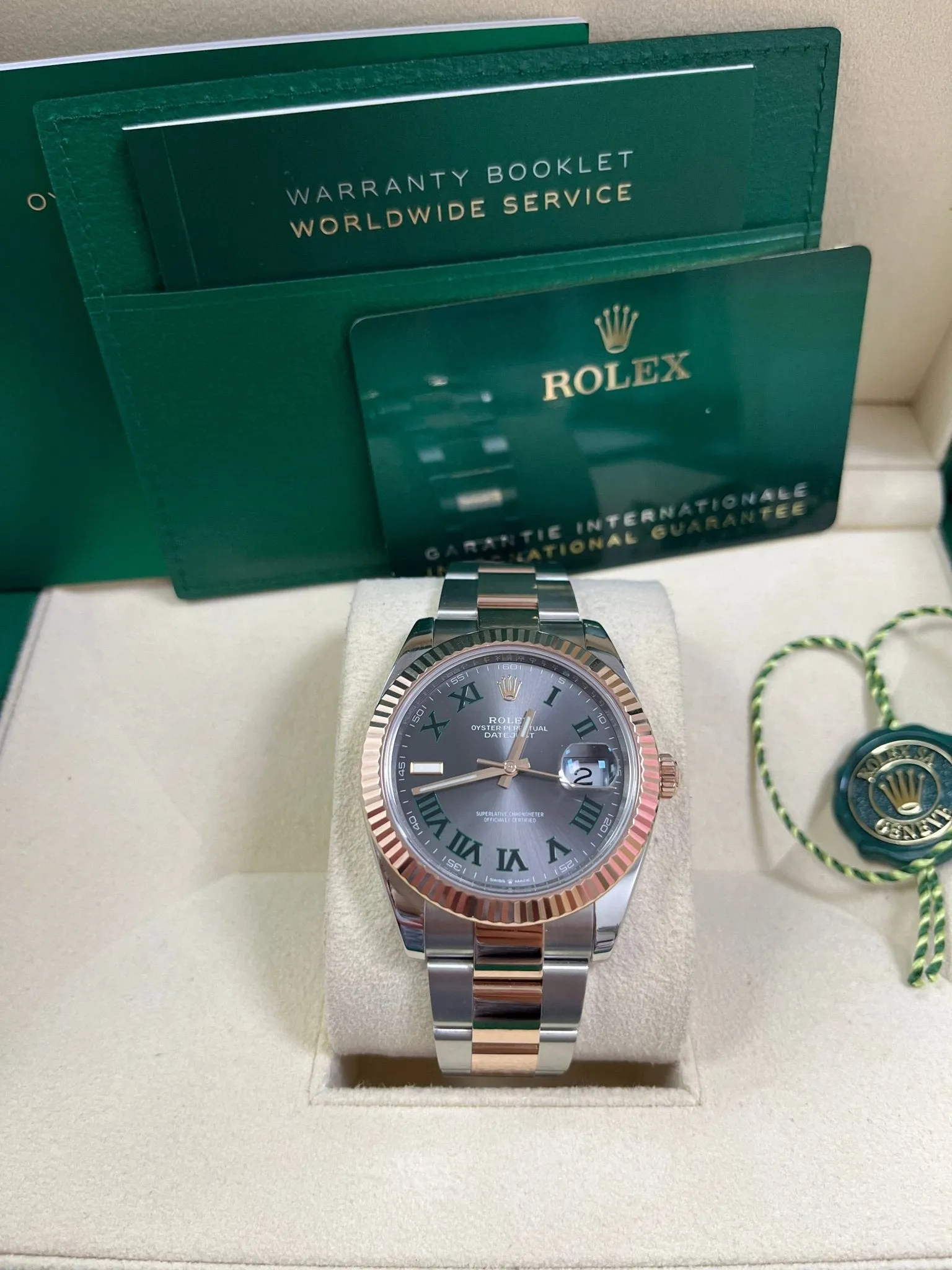 Rolex Steel and Rose Gold Datejust 41mm - Fluted Bezel - Slate Gray Wimbledon Roman Dial (Reference #126331)