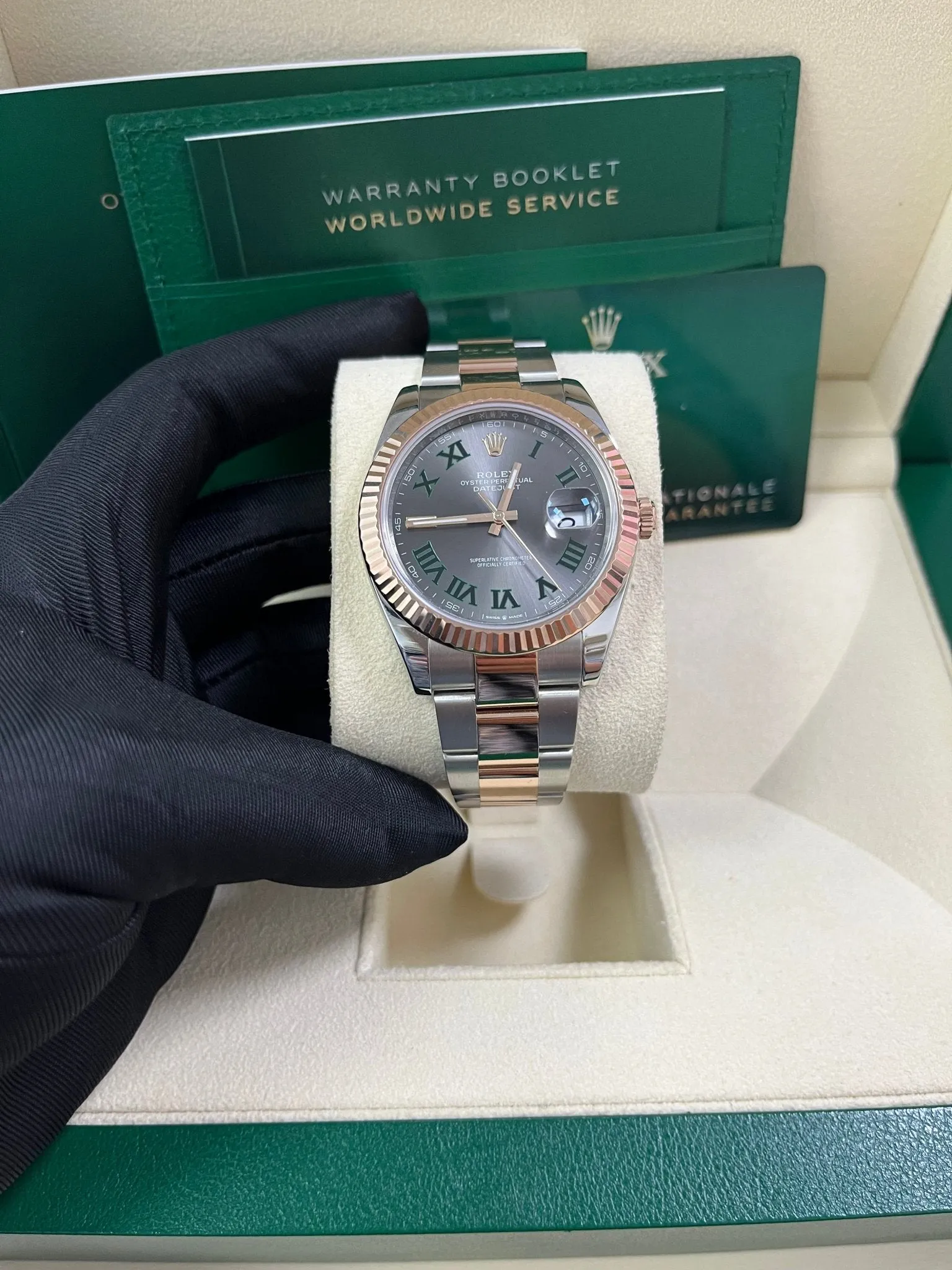 Rolex Steel and Rose Gold Datejust 41mm - Fluted Bezel - Slate Gray Wimbledon Roman Dial (Reference #126331)