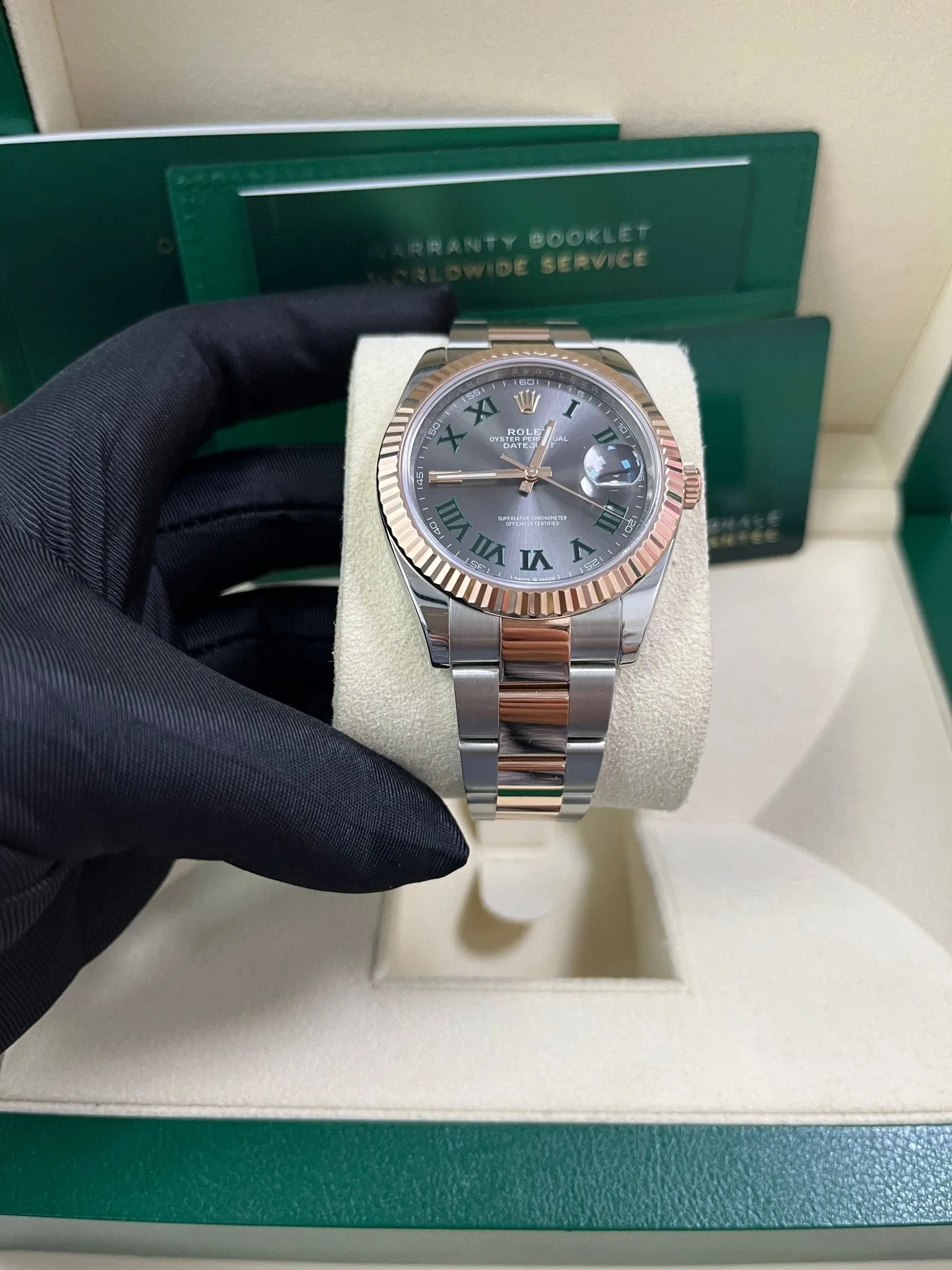 Rolex Steel and Rose Gold Datejust 41mm - Fluted Bezel - Slate Gray Wimbledon Roman Dial (Reference #126331)