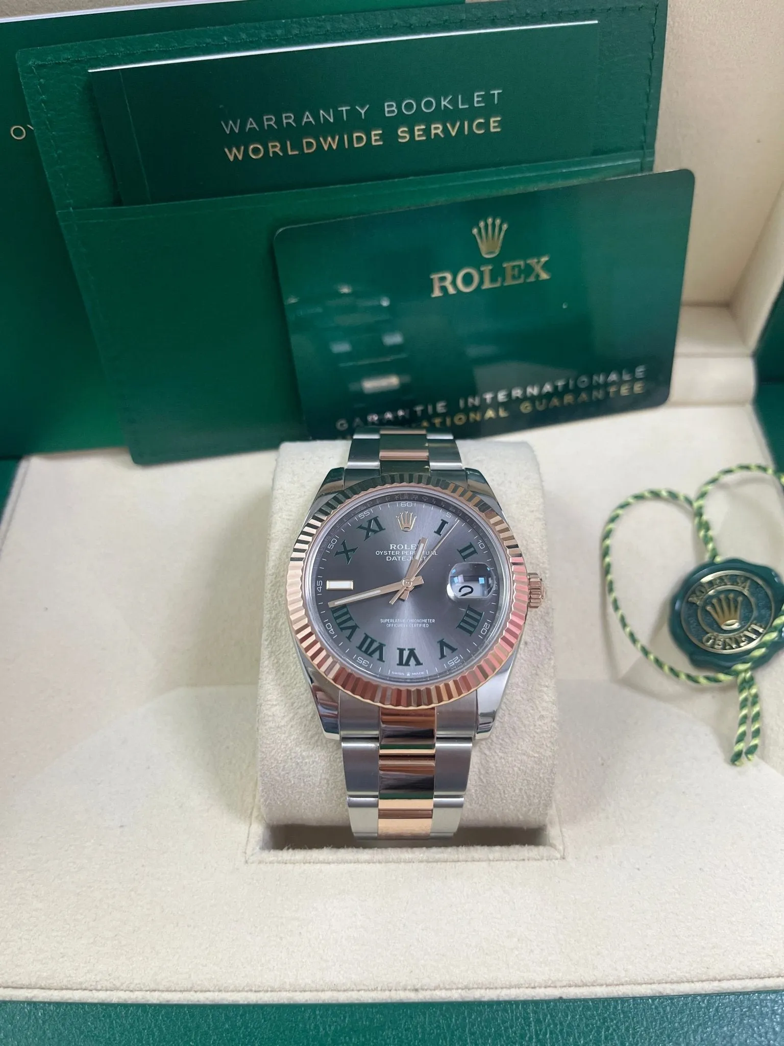 Rolex Steel and Rose Gold Datejust 41mm - Fluted Bezel - Slate Gray Wimbledon Roman Dial (Reference #126331)