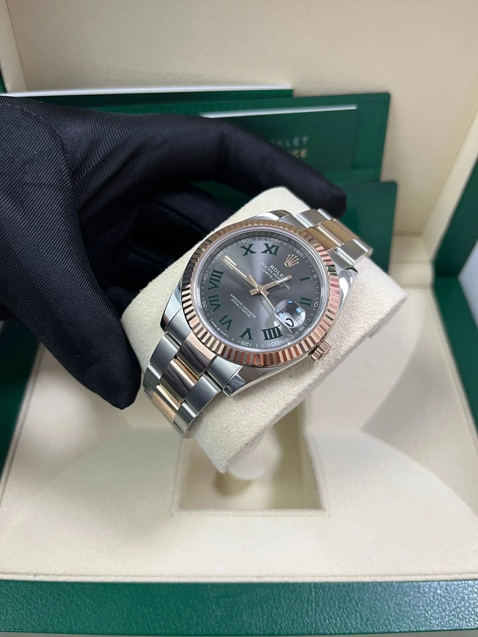 Rolex Steel and Rose Gold Datejust 41mm - Fluted Bezel - Slate Gray Wimbledon Roman Dial (Reference #126331)