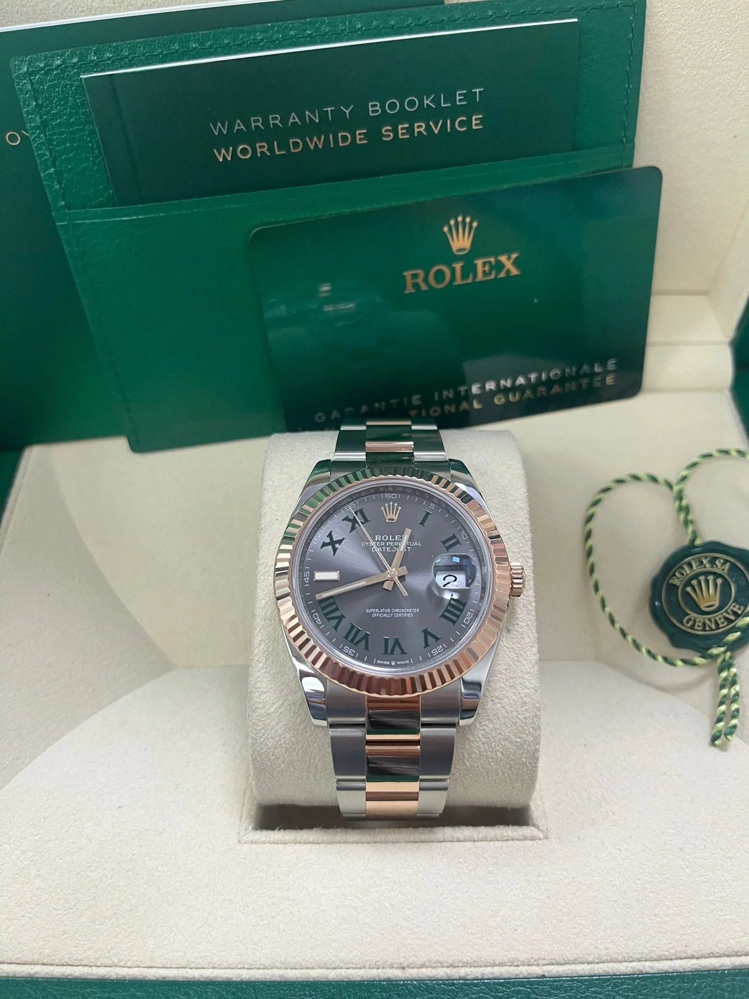 Rolex Steel and Rose Gold Datejust 41mm - Fluted Bezel - Slate Gray Wimbledon Roman Dial (Reference #126331)