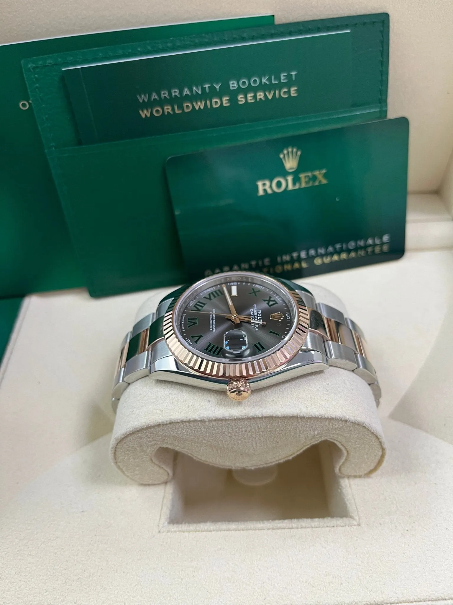 Rolex Steel and Rose Gold Datejust 41mm - Fluted Bezel - Slate Gray Wimbledon Roman Dial (Reference #126331)