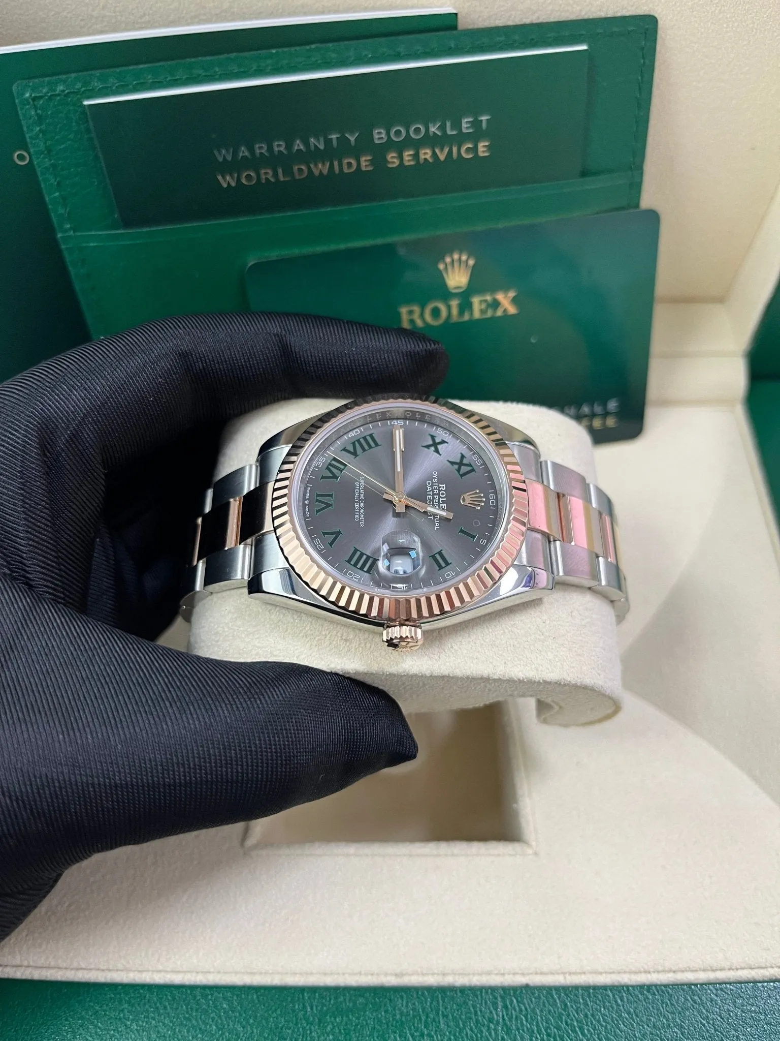 Rolex Steel and Rose Gold Datejust 41mm - Fluted Bezel - Slate Gray Wimbledon Roman Dial (Reference #126331)