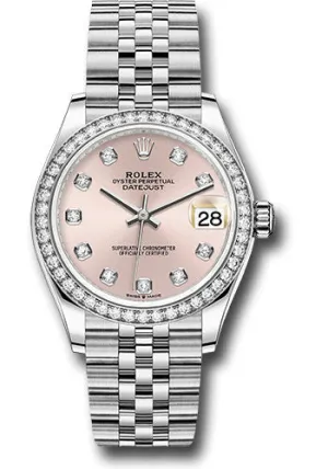 Rolex Steel and White Gold Datejust 31 Watch - Diamond Bezel - Pink Diamond Dial - Jubilee Bracelet 278384RBR pdj