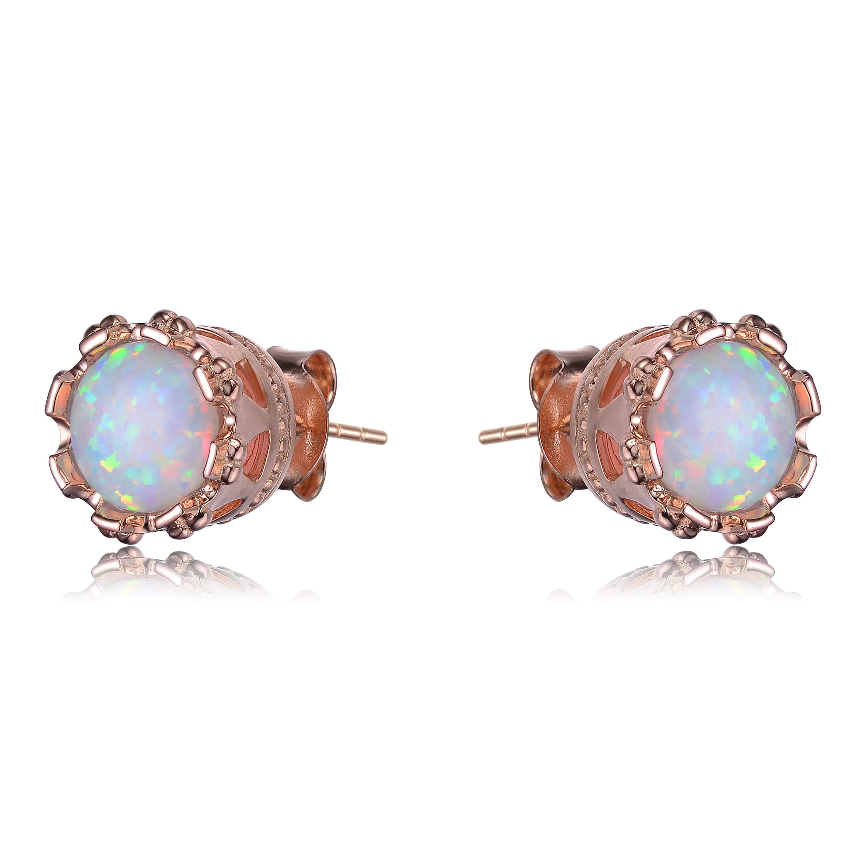 Rose Gold Plated Multi Colored Cubic Zirconia Stud Earrings