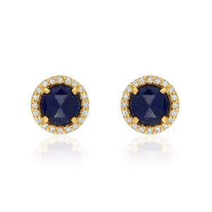 Rosie 5.0mm Lapis & Diamond Post Earrings