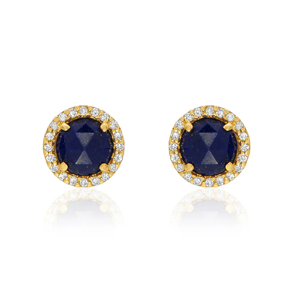 Rosie 5.0mm Lapis & Diamond Post Earrings