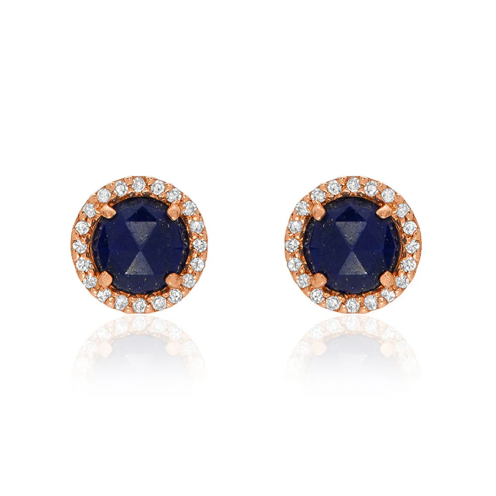 Rosie 5.0mm Lapis & Diamond Post Earrings