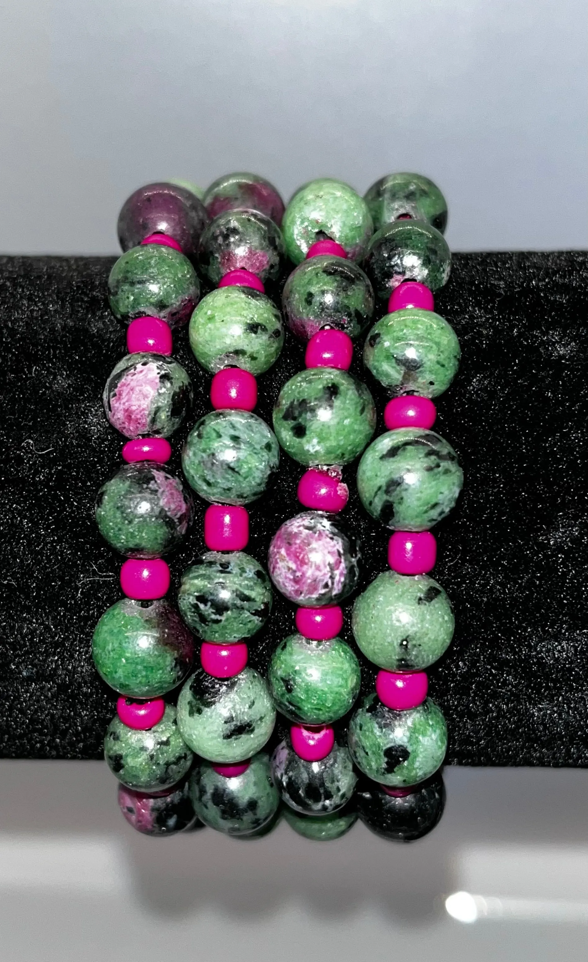 Ruby Zoisite Crystal Bracelet with charms