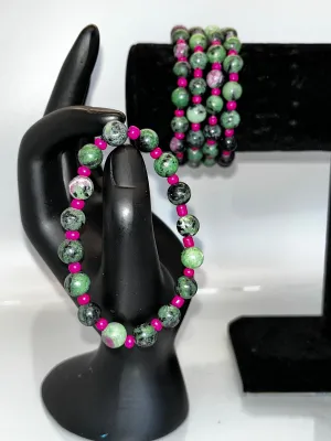 Ruby Zoisite Crystal Bracelet with charms