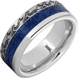 Serinium White 8 mm Lapis Wedding Band Size 10