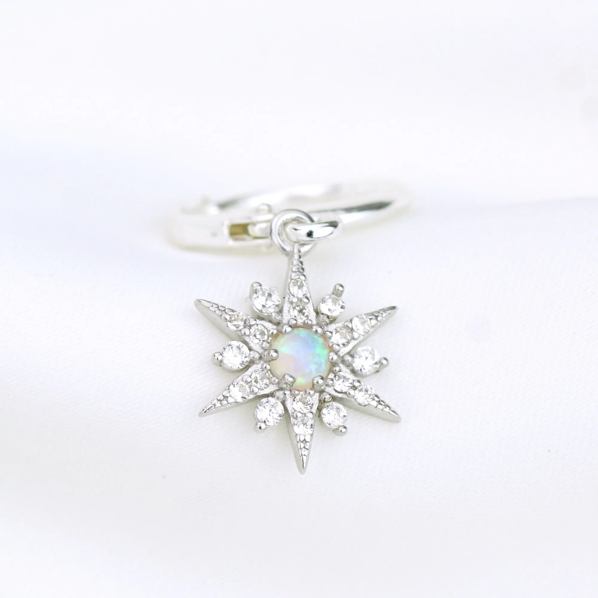 Silver Opal North Star Earring