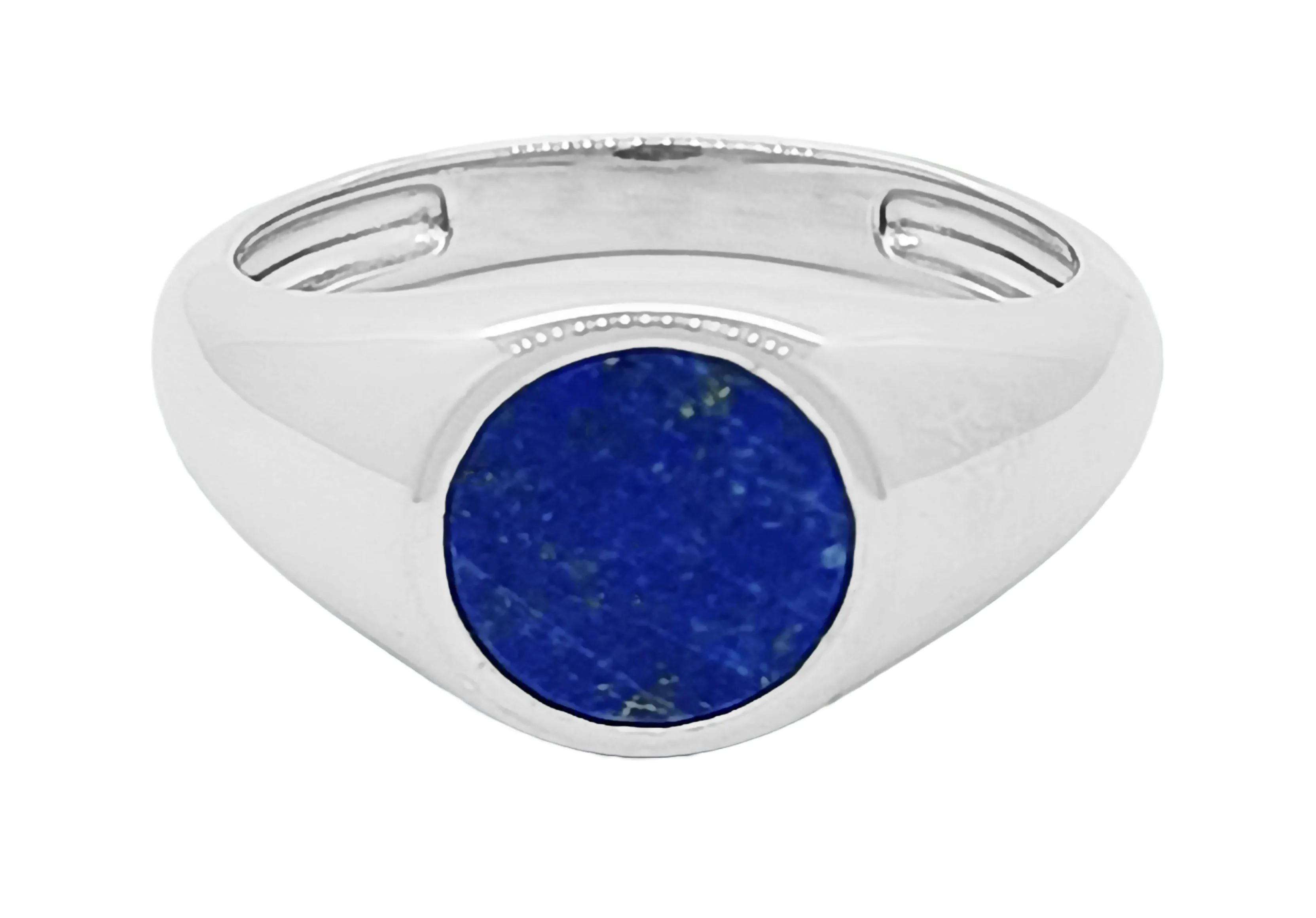 Silver Round 9mm Lapis Ring