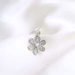 Silver Sparkling Opal Flower Earring