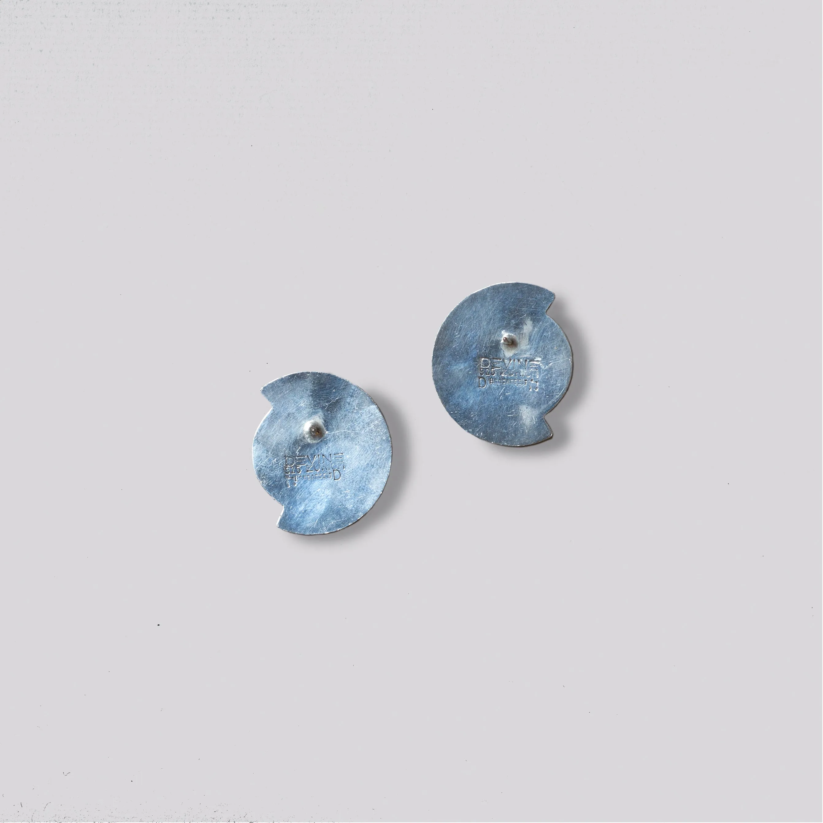 Silver Stud Earrings with Lapis