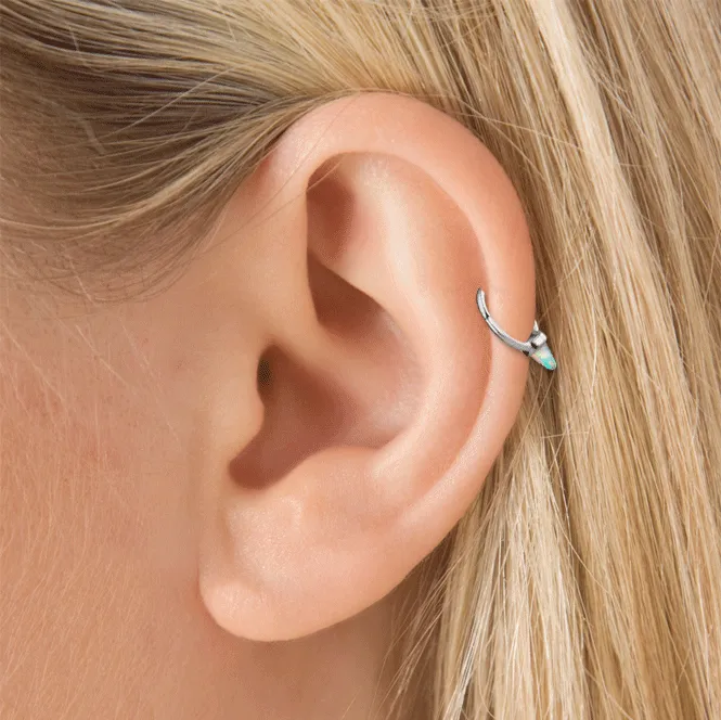 Single Short Opal Spike Non-Rotating Clicker by Maria Tash in Rose Gold