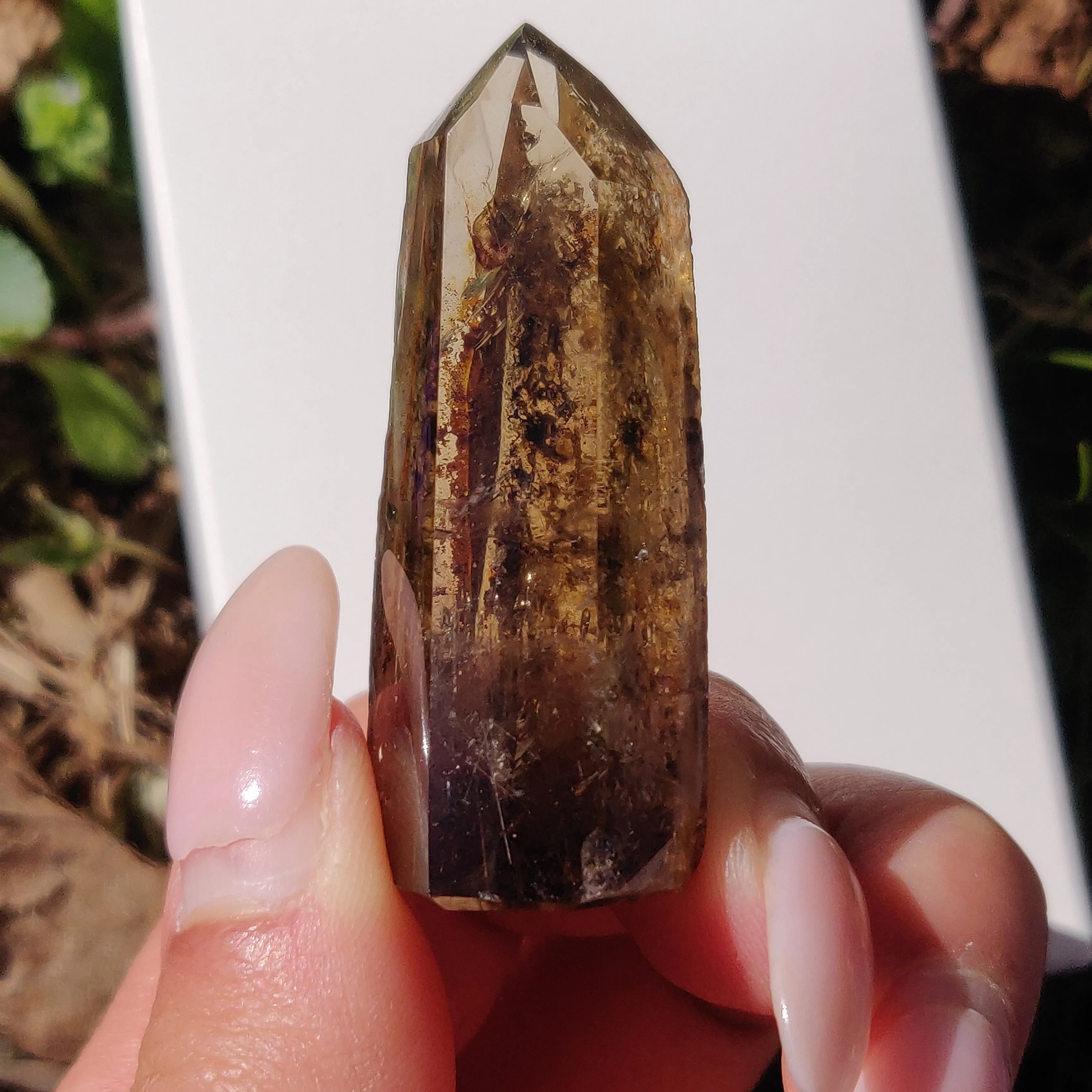 Smoky Garden Quartz Point, Lodolite Point (#12G)