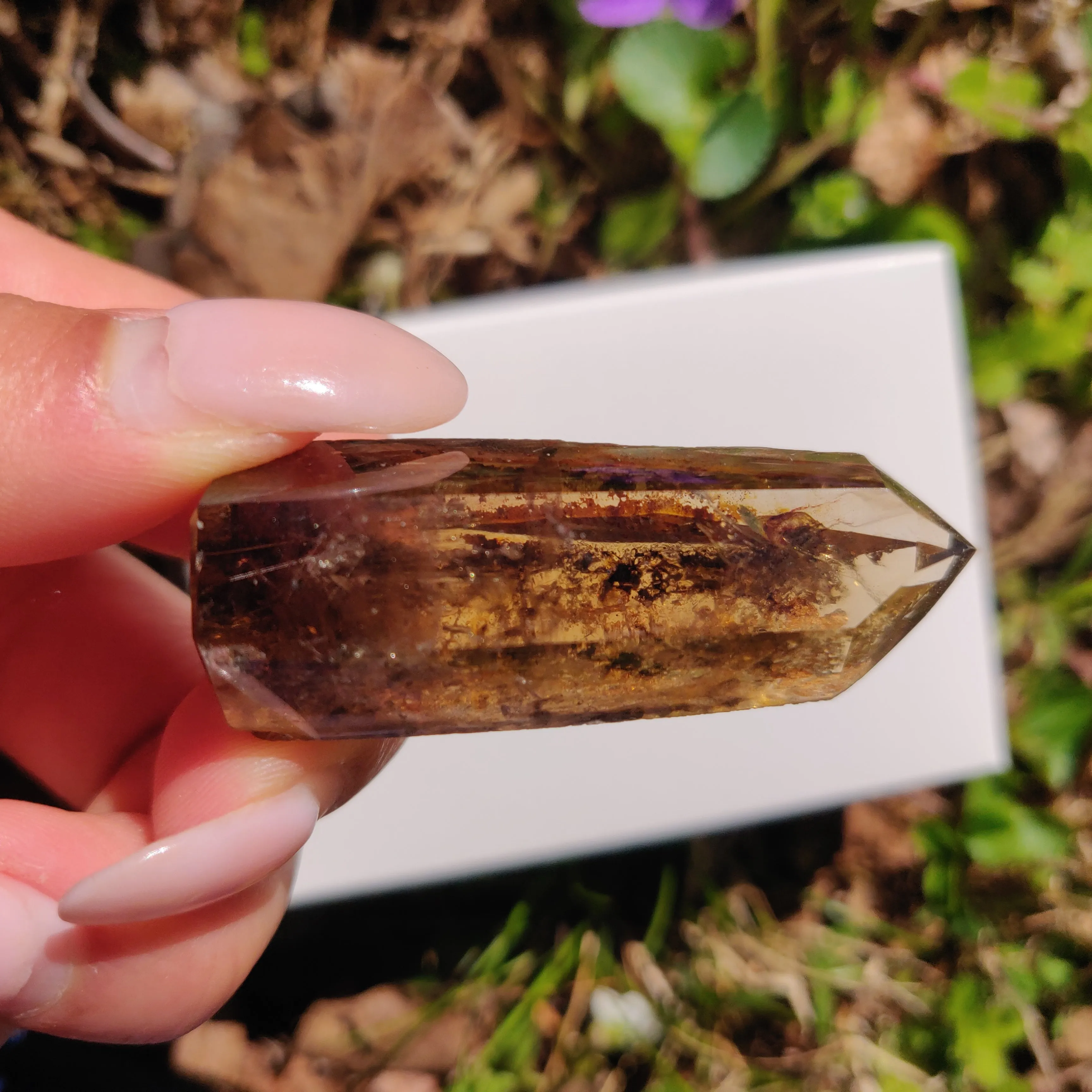 Smoky Garden Quartz Point, Lodolite Point (#12G)