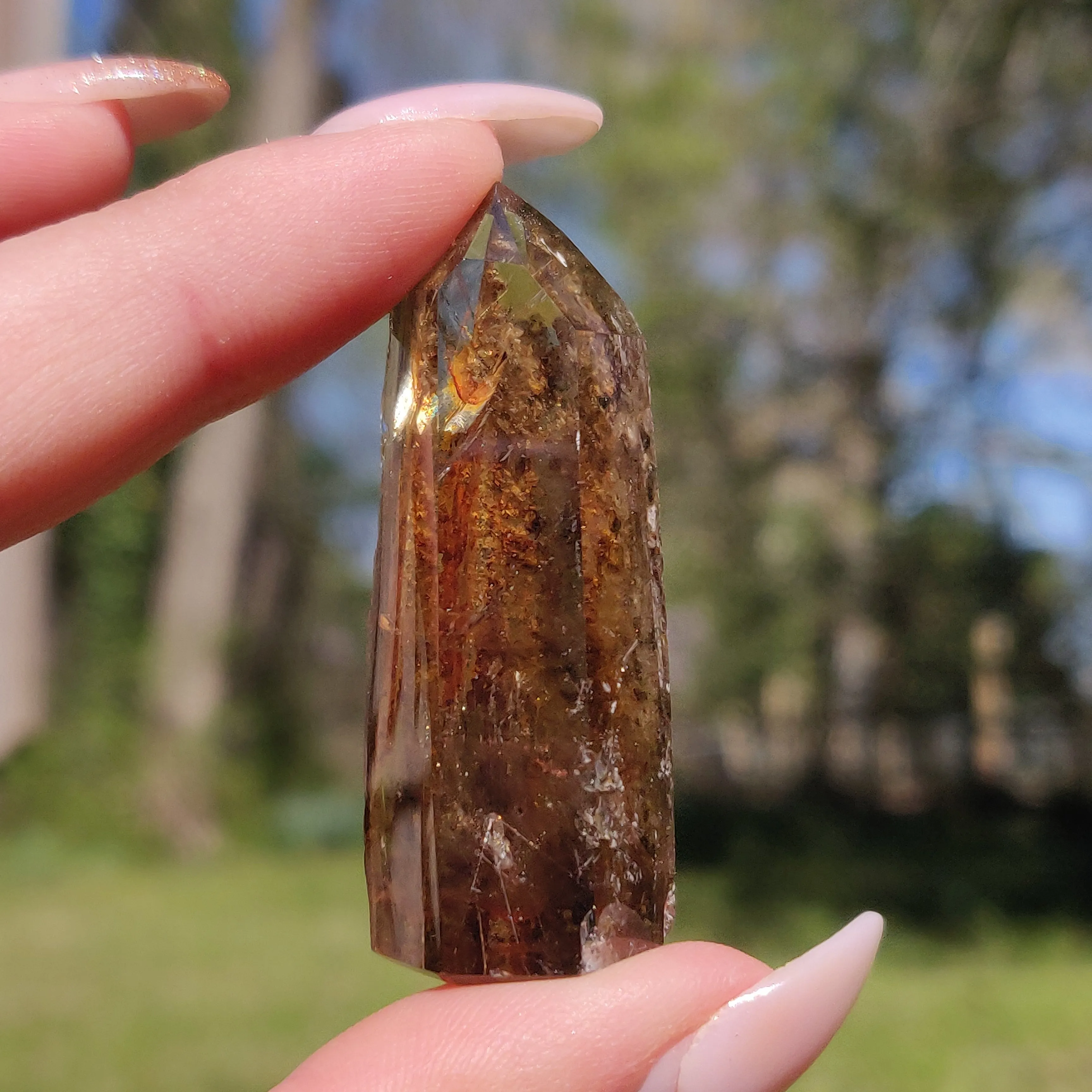 Smoky Garden Quartz Point, Lodolite Point (#12G)