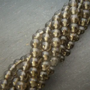 Smoky Quartz 5mm Round Beads 15" Strand