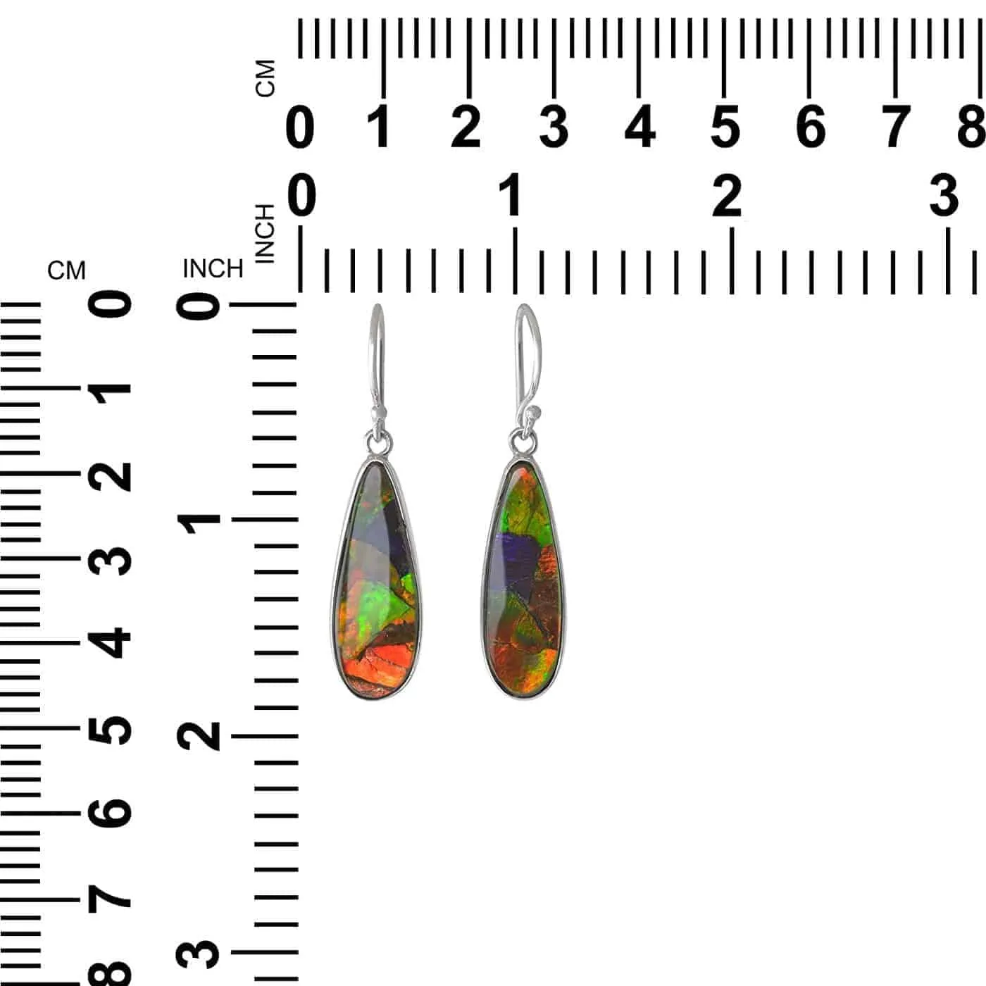 Starborn Ammolite Pendant and Earring Set in Sterling Silver- Thin Pear Shape