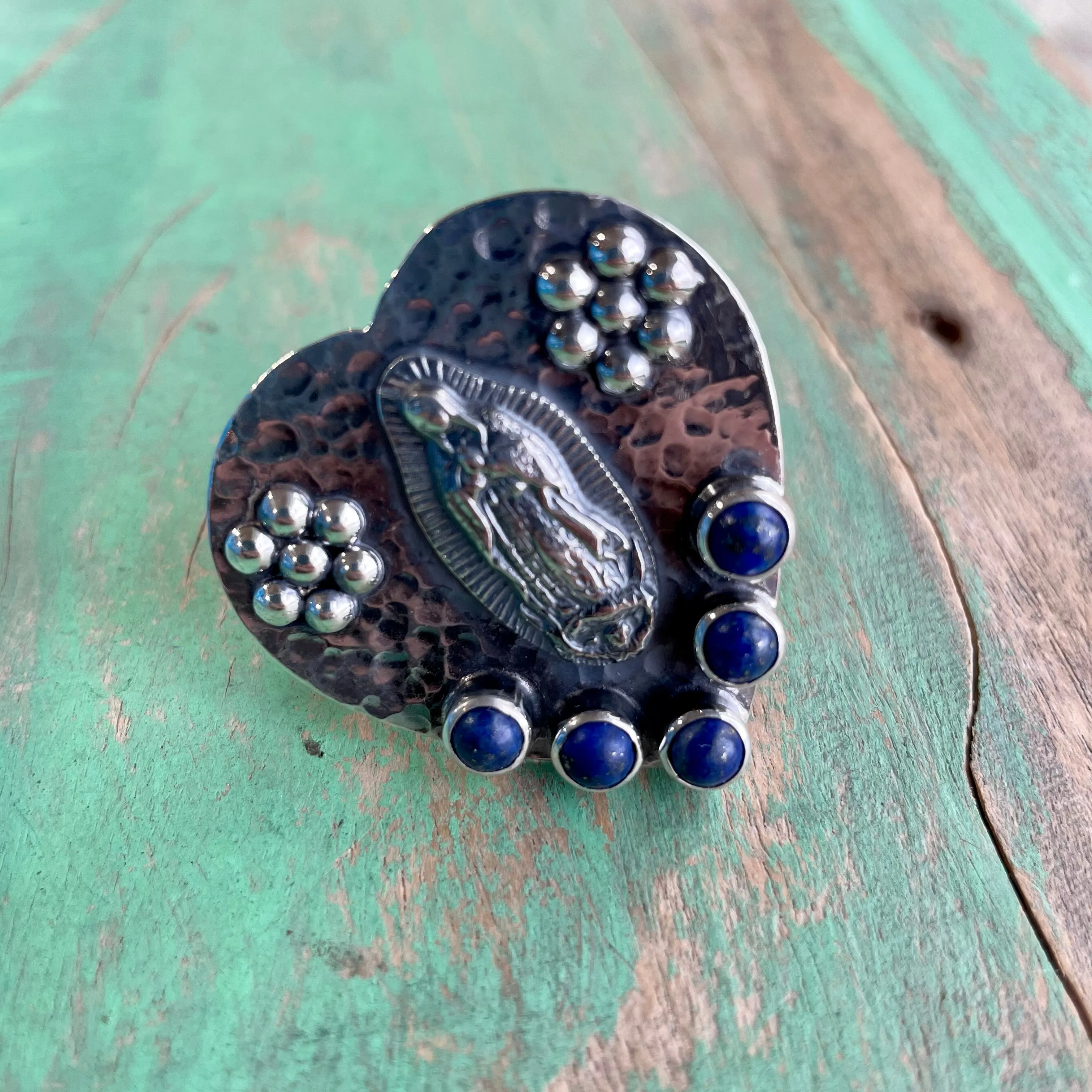 Sterling OLG Heart with Lapis