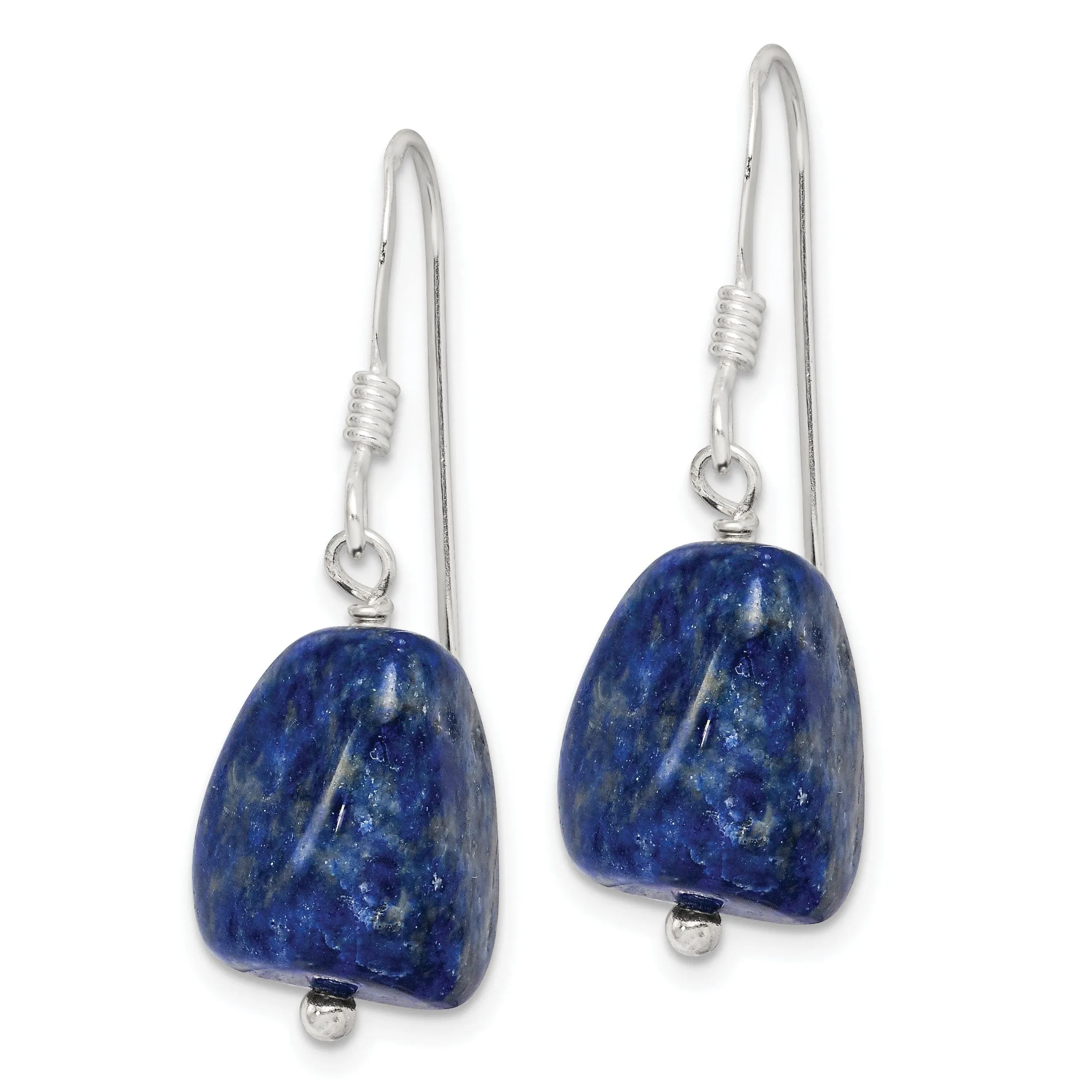 Sterling Silver Blue Lapis Square Drop Earrings