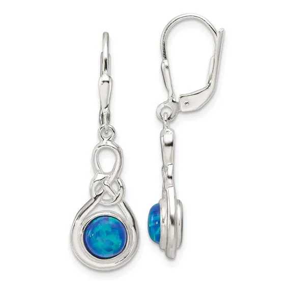 Sterling Silver Gemstone Knot Leverback Dangle Earrings