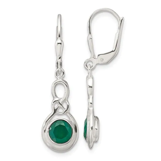 Sterling Silver Gemstone Knot Leverback Dangle Earrings