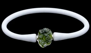 Sterling Silver Moldavite Gemstone Rubber Bracelet