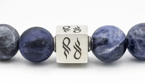 Sterling Silver Sodalite Gloss & Matte Natural Gemstone Bracelet