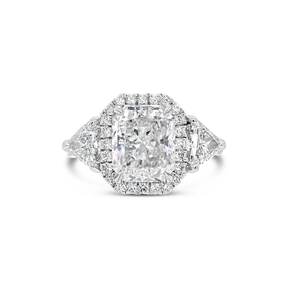 Three-Stone Elongated Radiant-Cut Diamond Engagement Ring