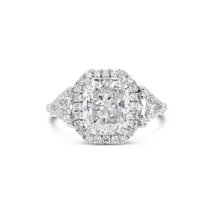 Three-Stone Elongated Radiant-Cut Diamond Engagement Ring