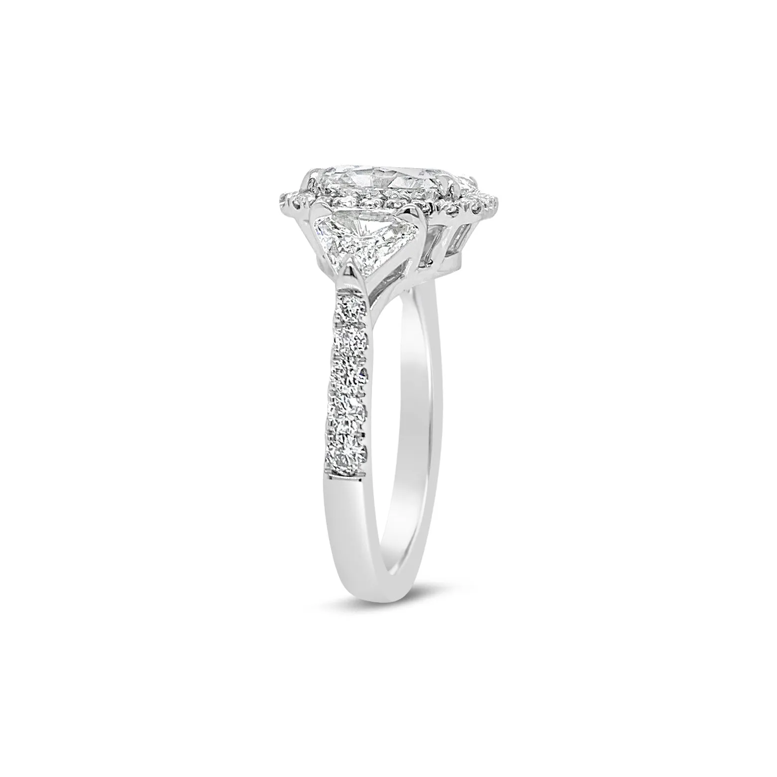 Three-Stone Elongated Radiant-Cut Diamond Engagement Ring