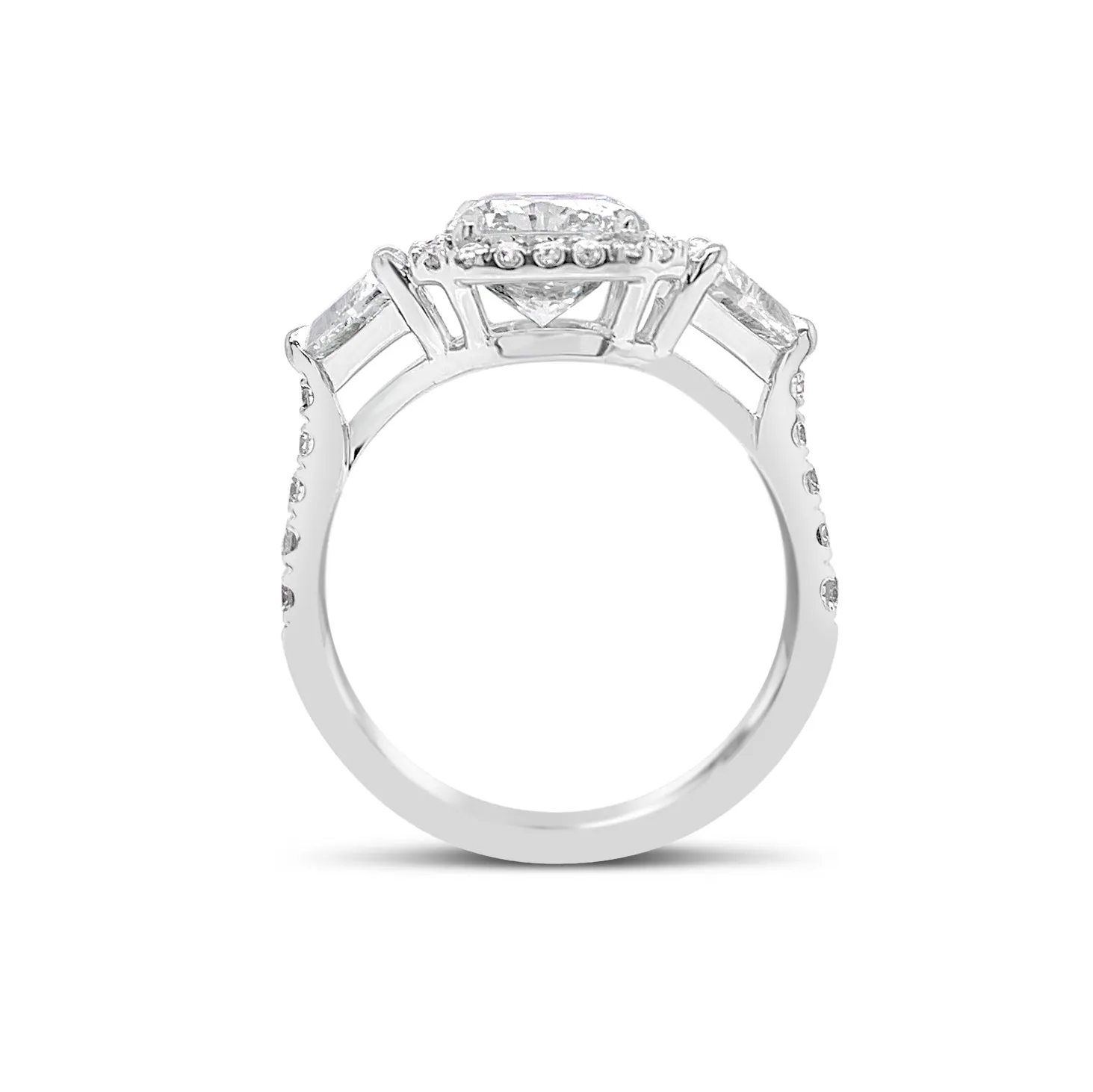 Three-Stone Elongated Radiant-Cut Diamond Engagement Ring