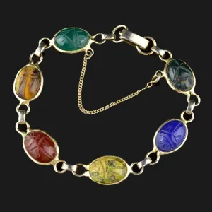 Vintage Beetle Bug Scarab Gemstone Bracelet