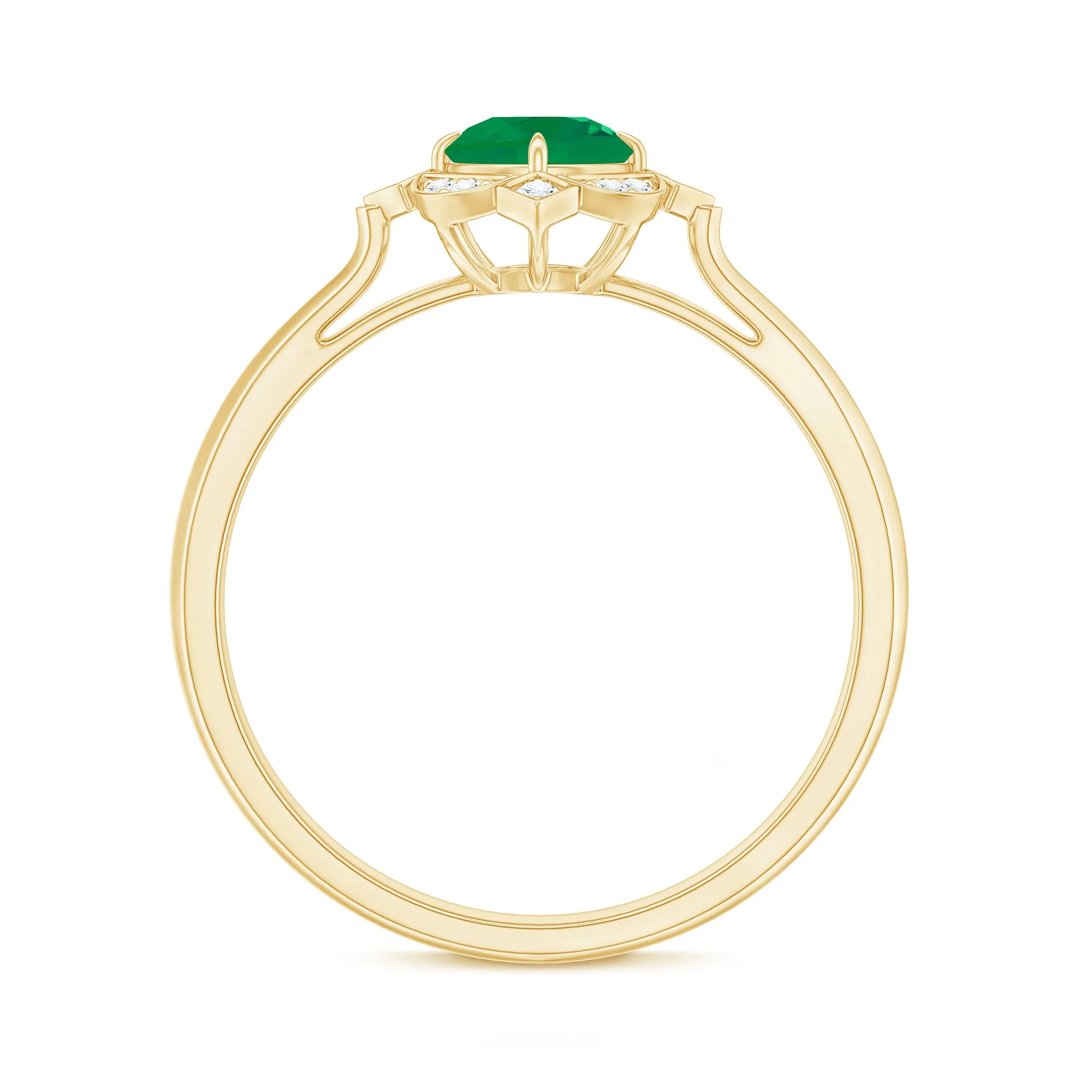 Vintage Inspired Emerald and Diamond Engagement Ring