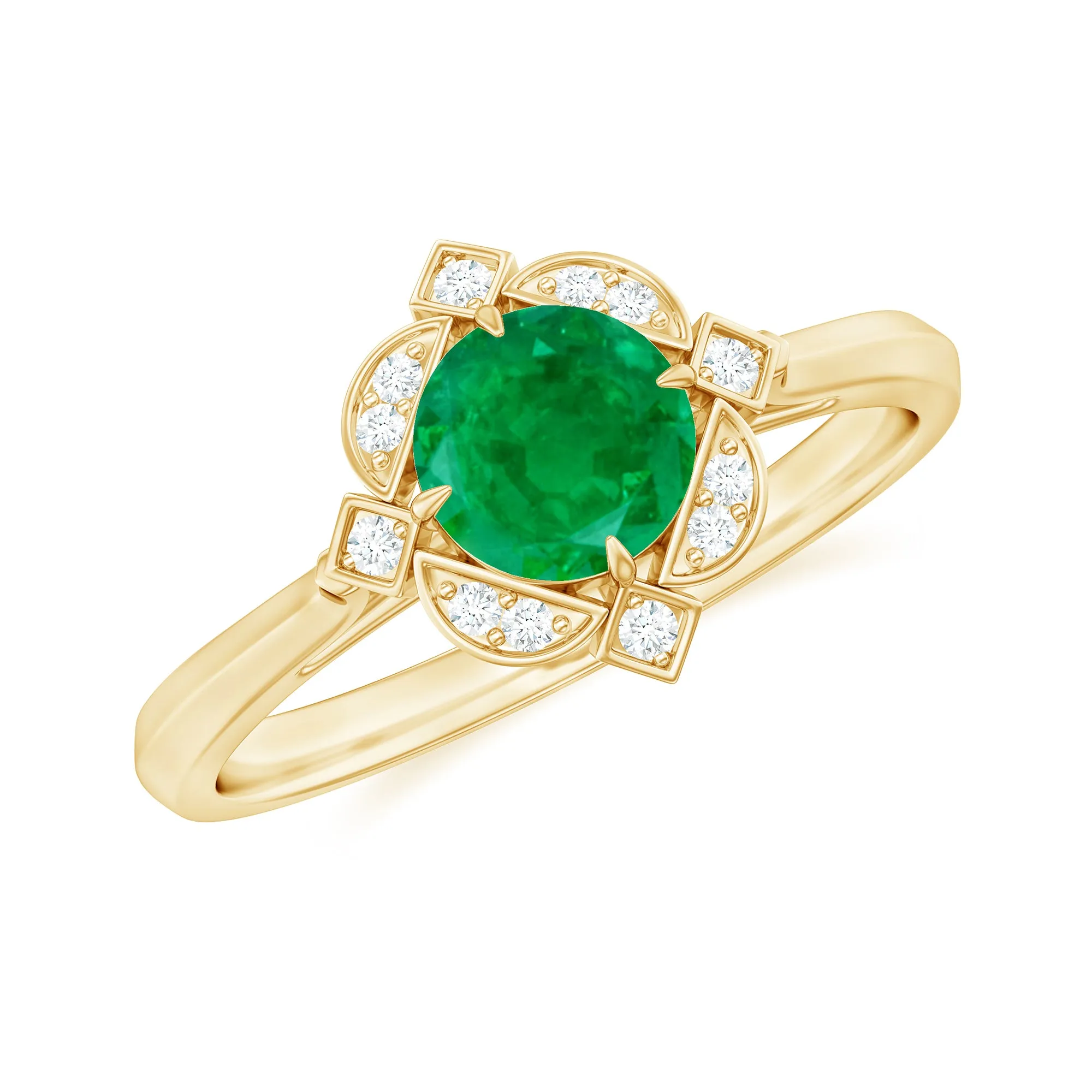 Vintage Inspired Emerald and Diamond Engagement Ring