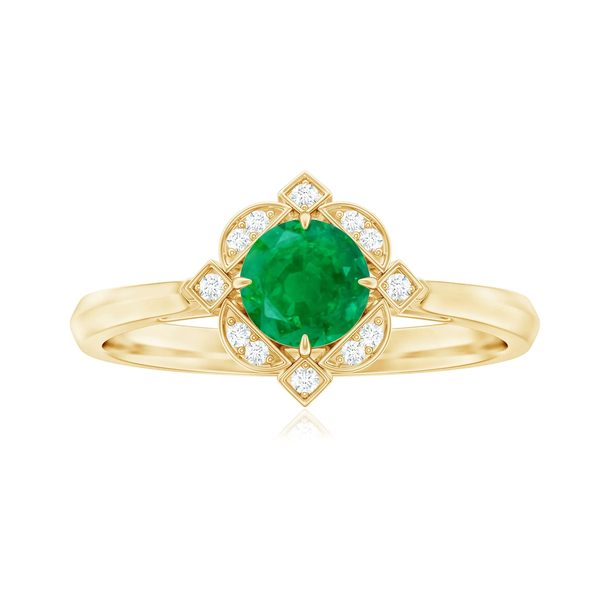 Vintage Inspired Emerald and Diamond Engagement Ring